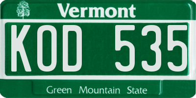 VT license plate KOD535