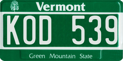 VT license plate KOD539