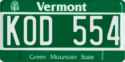 VT license plate KOD554