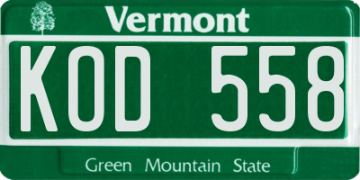 VT license plate KOD558