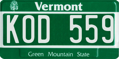 VT license plate KOD559