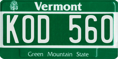 VT license plate KOD560