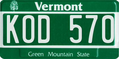 VT license plate KOD570