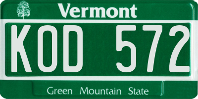 VT license plate KOD572