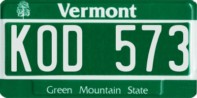 VT license plate KOD573