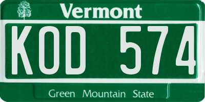 VT license plate KOD574