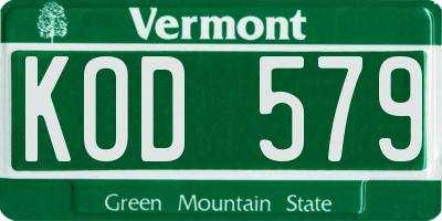 VT license plate KOD579