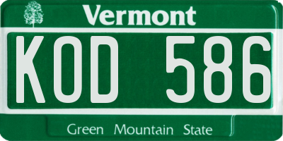 VT license plate KOD586