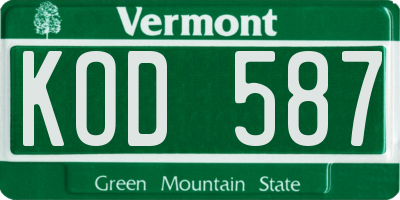 VT license plate KOD587