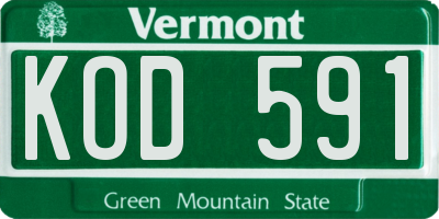 VT license plate KOD591