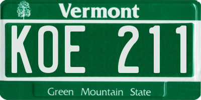 VT license plate KOE211