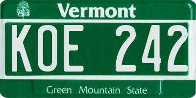 VT license plate KOE242
