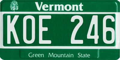 VT license plate KOE246