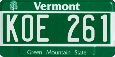 VT license plate KOE261