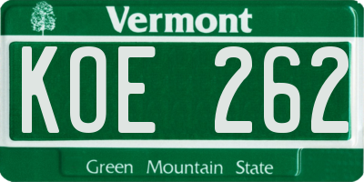 VT license plate KOE262