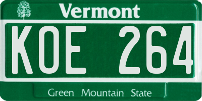 VT license plate KOE264