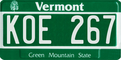 VT license plate KOE267