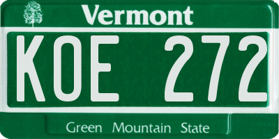VT license plate KOE272