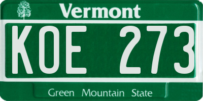 VT license plate KOE273