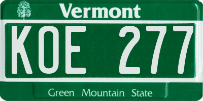 VT license plate KOE277