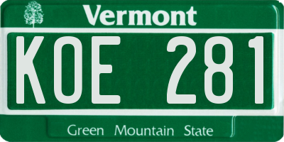 VT license plate KOE281