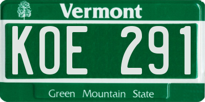 VT license plate KOE291