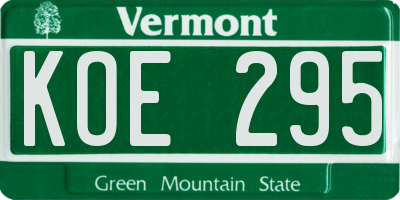 VT license plate KOE295