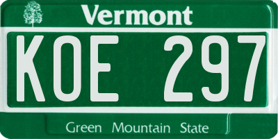 VT license plate KOE297