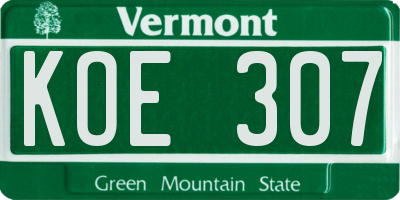 VT license plate KOE307