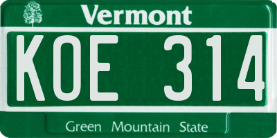 VT license plate KOE314