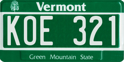 VT license plate KOE321