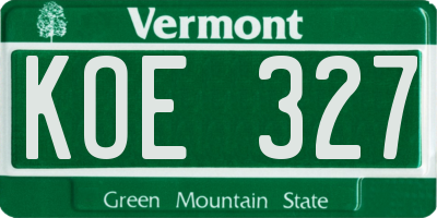 VT license plate KOE327