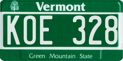 VT license plate KOE328