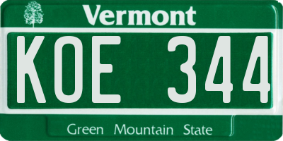 VT license plate KOE344