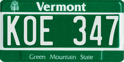 VT license plate KOE347