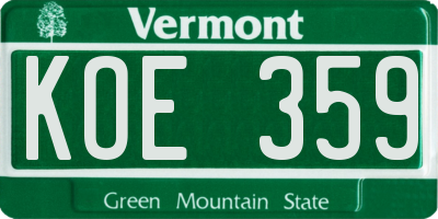 VT license plate KOE359