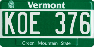 VT license plate KOE376