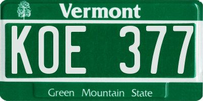 VT license plate KOE377