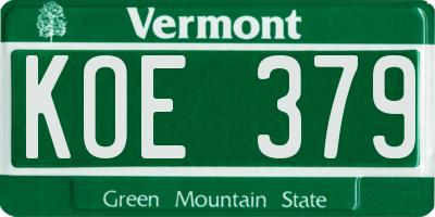 VT license plate KOE379