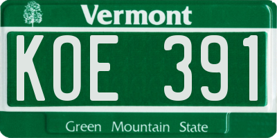 VT license plate KOE391
