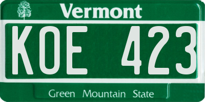 VT license plate KOE423