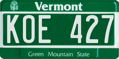 VT license plate KOE427