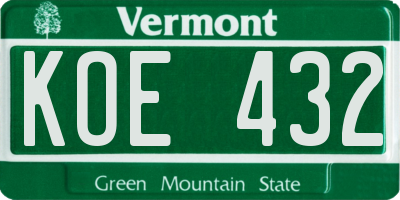 VT license plate KOE432