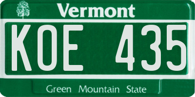 VT license plate KOE435