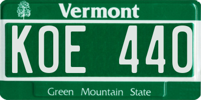 VT license plate KOE440