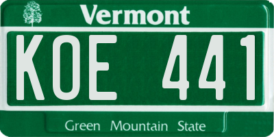 VT license plate KOE441