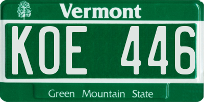 VT license plate KOE446
