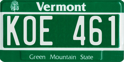 VT license plate KOE461