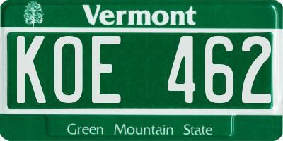 VT license plate KOE462