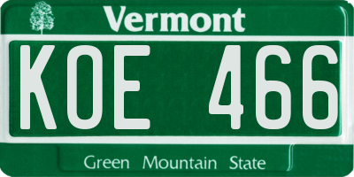 VT license plate KOE466